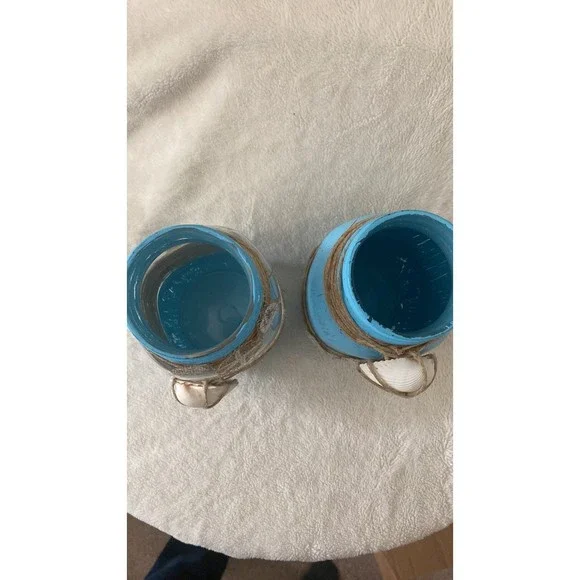 Set of 2 Beach Theme Jars Ball Canning Jar Handmade Aqua Blue Large - Picture 4 of 6